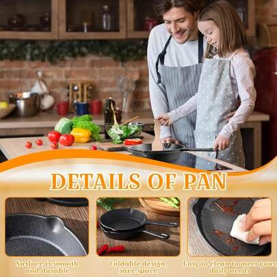 Mini Cast Iron Frying Pan Non-Stick Omelette Pan Portable Small Frying Pan Skillet With Double Drip-Spouts For Stove Oven