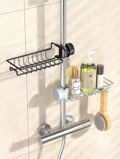 1/2pcs Drain Rack, Spherical Organizer Rack, Hanging Installation, No Drilling Required, Suitable For Sponge, Soap, Brush, Towel Storage, Bathroom Shower Caddy