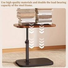360° Adjustable Height Desk, Featuring Fashionable Minimalist Metal Frame And Durable Wooden Surface, Stable And Non-Shaky. This Lightweight Portable Side Table Is Ideal For Snacks Or Home Office Use. - Multicolor - View 7