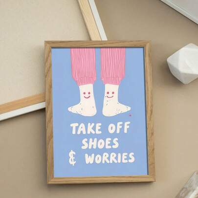 1pc Unframed Wall Decor, A Retro Poster Featuring A Humorous Sign About Removing Shoes, A Canvas Print Reminding To Take Off Shoes And Wear Cute Socks, Perfect For Decorating Living Rooms And Bedrooms