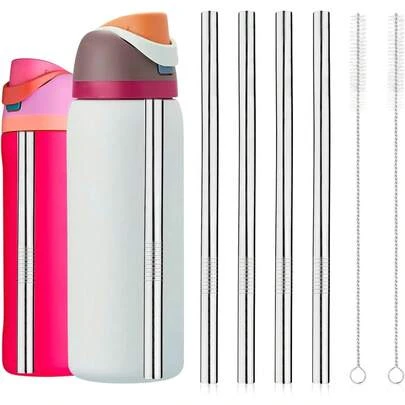 4pcs Bottle Straws 24oz 32oz, Stainless Steel Metal Straws With 2 Straw Cleaners Reusable Tumbler Bottle Accessories Parts Indoor Outdoor Sports Trips