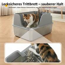 DEVOKO Stainless Steel Cat Litter Box XXL, Stainless Steel Cat Litter Box, High-Walled, Large, Leak-Proof, Free XXL Mat & Metal Scoop, Easy To Clean - XXL - View 5
