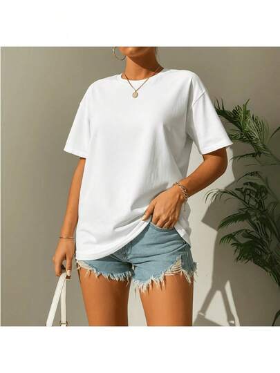 Camiseta Feminina Lisa Elegante 100% Algodão Casual