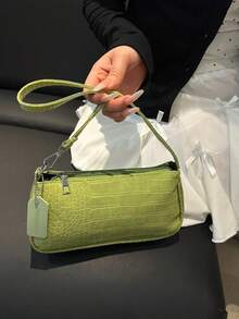 Bolso de mano para mujer con estampado de cocodrilo, bolso de hombro estilo coreano, nuevo bolso de moda, bolso minimalista para uso diario, estilo retro. - Marrón café 2 - Ver 9