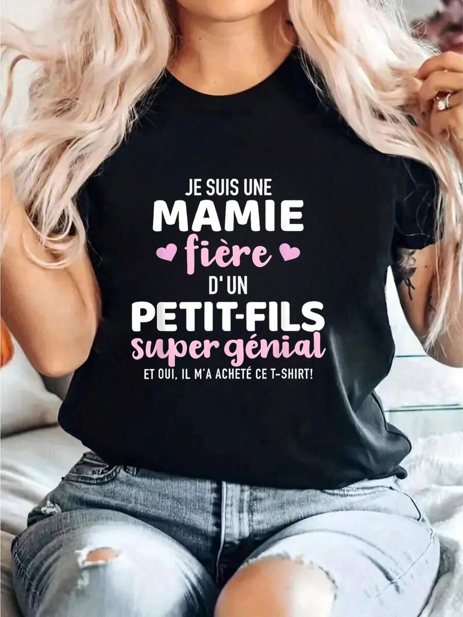 Je suis fière d'être la grand-mère d'un petit-fils génial - T-shirt, noir - Noir - Voir 1