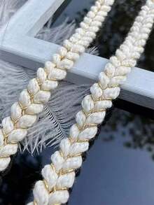 1 pieza 1 Yarda Cinta de borde con flor fragante pequeña y alambre dorado para decoración de bordes de ropa, accesorios para costura, manualidades y disfraces de boda y novia - albaricoque - Ver 4