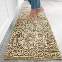 1pc Minimalist Soft Chenille Absorbent Non-Slip Bathroom Mat, Toilet Mat - Camel - View 4