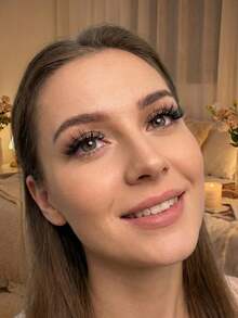 False Eyelashes Transparent Band Cat Eye Short Soft 3D Faux Mink Hair Natural Makeup Look (F36) - 黑色 - 查看 5
