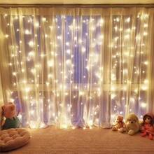Đèn rèm LED 100/200/300/600 bóng, đèn treo tường trang trí phông nền đám cưới, cấp nguồn USB. 8 chế độ chiếu sáng: ánh sao lấp lánh, có điều khiển từ xa, đèn vòng hoa trang trí tiệc cưới. Thích hợp cho phòng khách, phòng ngủ, sân vườn, cửa sổ, sân khấu, tường, trang trí ngày lễ, tiệc sinh nhật, cầu hôn, đèn tạo không khí cho lễ cưới. - Đèn rèm USB - Xem 24