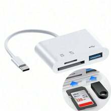 White SD Card Reader For Phone Pad, 5.08cm 2 USB C Memory SD Card Reader With Dual Slot For Memory Card/SD, Lightning+USB C Camera Card Viewer Reader Adapter For Phone/Pad/Android/Camera, Plug And Play, Spring Gift Birthday Accessory - White - View 10