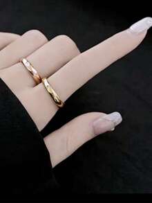 1 chiếc nhẫn thép titan đính đá thời trang, phụ kiện trang sức sang trọng đa năng, nhẫn đôi bằng thép không gỉ độc đáo, nhẫn đơn giản đính đá Cubic Zirconia dành cho cả nam và nữ, quà tặng Halloween, quà tặng Giáng sinh nhỏ. - Vàng - Xem 3