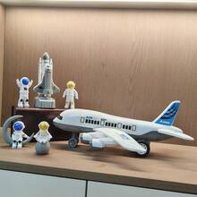 Large White Passenger Plane - Reusable Rocket Launcher With 3 Astronauts, Suitable For Young People To Learn And Understand Aerospace Knowledge, Space Shuttle And Astronaut Toy Model, Christmas Gift - White - View 7