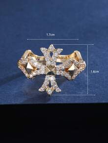 1枚女士百搭锆石镀金开口戒指，珠宝礼品 - 彩色 - 查看 4