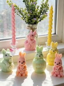 1pc Easter Rabbit Candle Mold Set Exquisite Design For DIY Handmade Soap Candle Gypsum Craft Holiday Gift Silicone Mold Easter Valentine's Day Christmas Wedding - A - View 2