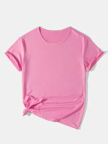 Disney Interstellar Baby Lilo Riding Stitch Printed Loose Short Sleeved T-Shirt Women's Casual Top - Hồng - Xem 2