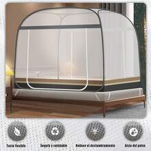 Mosquitero para Cama King Size,Mosquitera Plegable para Camas con Doble Puerta e Inferior de Red para bebés, Adultos, Viajes, Camping, al Aire Libre, antimosquitos 180 * 200CM (Gris, Gris) - Verde azul1.5*2 - Ver 10