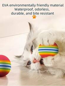 Small, Medium, Large EVA Foam Rainbow Balls, Elastic Bouncy Balls, Pet Toys For Dogs & Cats, Silent Balls - Multicolor - View 4