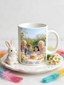 1pc Personalized Mug, Customized Photo Coffee Cup, Romantic Gift, Gift For Him/Her, Daily Use, Easter Anniversary Wedding Gift - Multicolor - View 3
