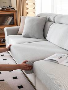 1 PC Straight Line Sofa Hat Sofa Cover Universal All Inclusive Simple All Season Universal Anti Slip And Anti Cat Scratch Sofa Cushion Cover Elastic Sofa Hat,Living Room 1/2/3/4 Seat Sofa Cover - Light Grey - View 4