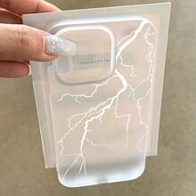 1个极简白色闪电图案磨砂软TPU手机壳，兼容苹果17/16/15/14/13/12/11 Plus/Pro Max系列，个性化ins风保护套，时尚极简全包防震可爱设计，美观大方，生日/节日礼物 - 多色2 - 查看 3
