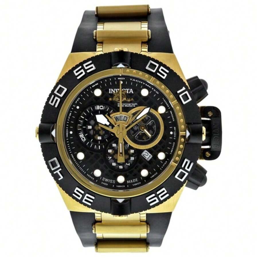 Invicta Men's 6583 Subaqua Noma IV Chronograph Black And Gold-Tone Polyurethane Watch - Một cỡ - Xem 1