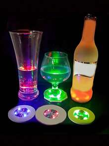 10pcs LED Coasters Lights, LED Sticker Lights, LED Bottle Lights, Cup Holder Lights, 7-Color RGB LED Bottle Lights, Suitable For Wine Bottles, Applicable For Nightclub, Club, Wedding, Bar, Party, Christmas, Halloween Decoration - Multicolor - View 7