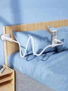 1pc 360° Rotating Phone Holder, Spiral Base Slouchy Bracket Phone Bed Headboard Slouchy Bracket - White - View 1
