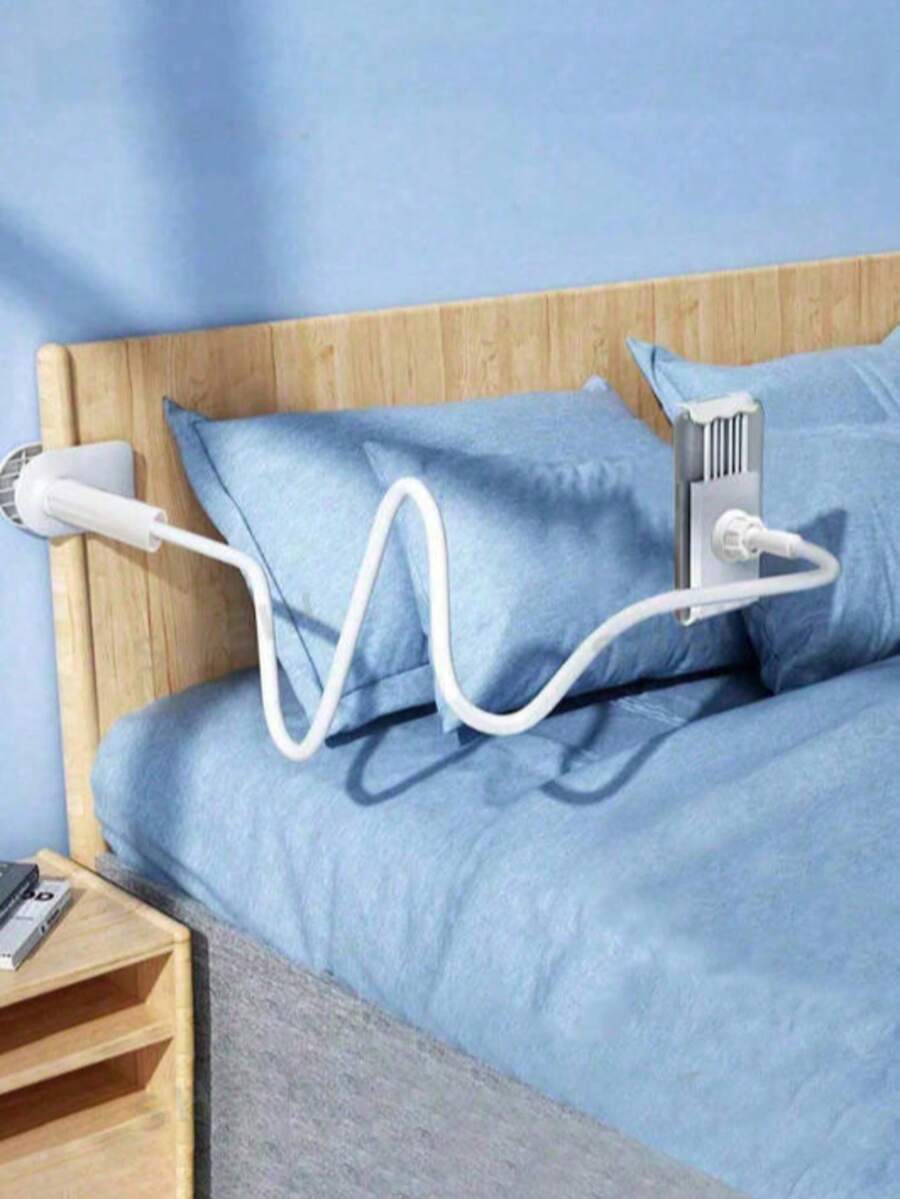 1pc 360° Rotating Phone Holder, Spiral Base Slouchy Bracket Phone Bed Headboard Slouchy Bracket - White - View 1