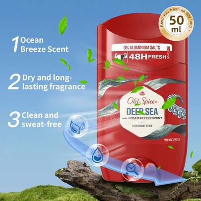  1瓶50毫升 Old Spice Captain Fresh 持久留香止汗喷雾，防汗、不粘腻、隐形，适合日常通勤和户外活动