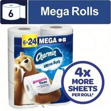 Charmin Ultra Soft Toilet Paper – 6 Mega Rolls, 224 Sheets Per Roll, 3-Ply Softness, Cushiony Comfort, Ideal For Sensitive Skin, Non-Clogging, Durable & Absorbent For Daily Use, Perfect For Homes & Offices, Septic - 預設 - 查看 2