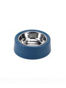 1pc Stainless Steel Vertical Stripe Pet Bowl, Dog Cat Food Water Bowl, Pet Supplies - 400ml - View 7