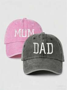 1/2pcs Embroidered "Dad/Mom" Classic Washed Baseball Cap, Suitable For Couples, Women Sun Hat, Trucker Hat, For Beach, Fishing, Party, Golf, Country, Birthday, Retro, Y2K Style, Gift For Friends,Holiday,Travel - Baseball Cap - View 11