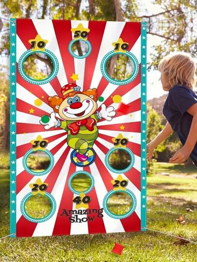 1 Cờ túi cát chủ đề lễ hội, cờ ngoài trời thiết kế hình chú hề, trò chơi ném túi cát, trò chơi ngoài trời, hoàn hảo cho cắm trại, tiệc tùng, bãi biển, sân sau, trang trí tiệc tiết lộ giới tính, trang trí sinh nhật, trang trí tiệc mừng em bé.