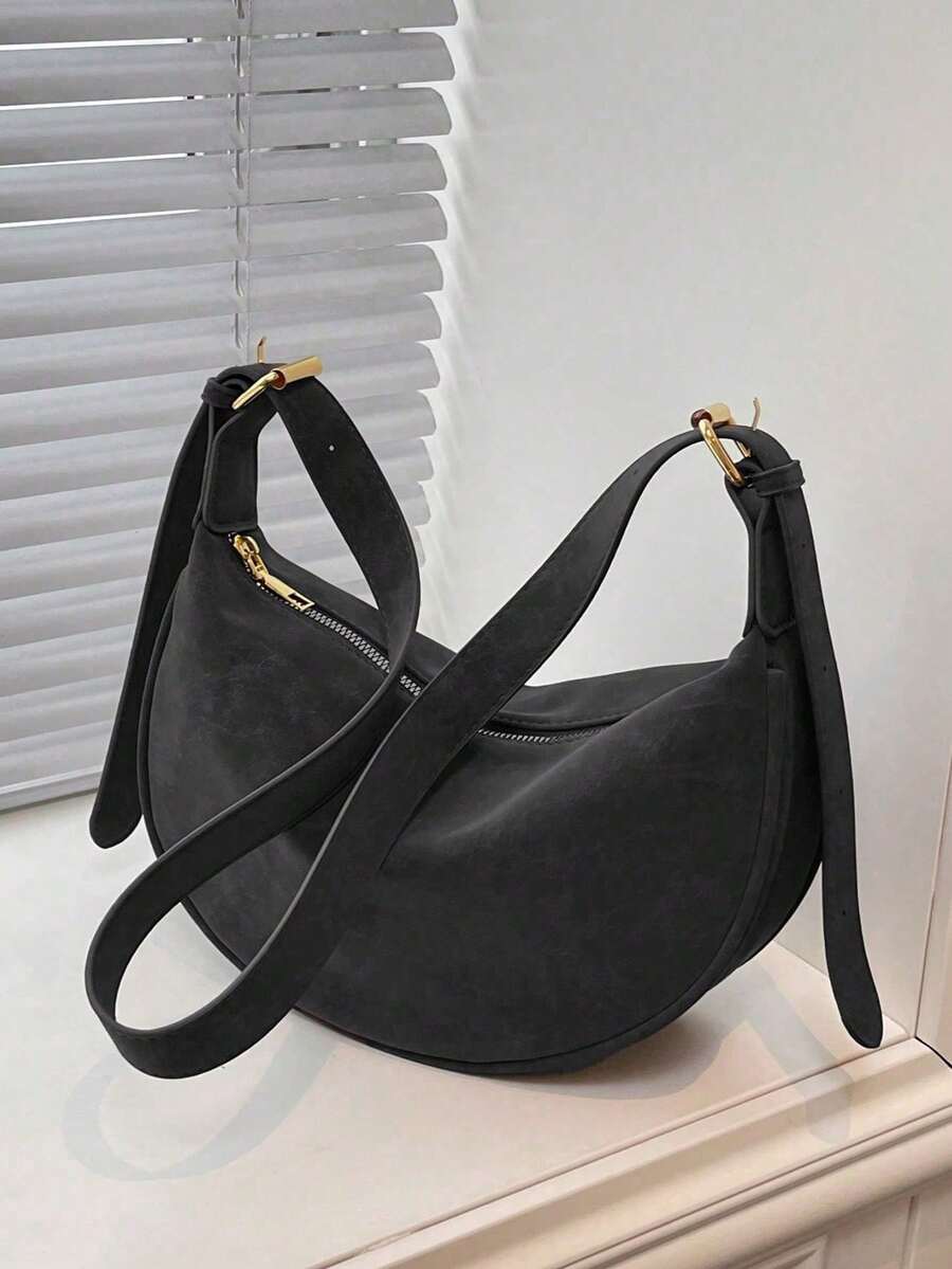 New Fashion Women's Solid Color Minimalist Shoulder Bag, PU Leather, Suitable For Dates, Shopping, Versatile And Exquisite