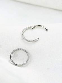 1pc Stainless Steel 16G Nose Rings Hinged Segment Ear Cartilage Tragus Earrings Helix Hoops Septum Clicker Piercing Jewelry - Steel - View 2
