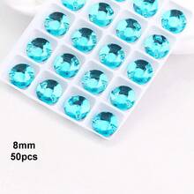 8mm, 50pcs/Pack, Flat Double-Hole Exquisite Glass Rhinestones, Round Shape, For Sewing Wedding Dresses, Handbags, Shoes Decoration, Jewelry Making Accessories - 8mm 50pcs - View 25