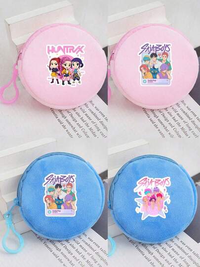 asmodee 卡通动漫人物钱包玩具蓝粉色零钱包，可装零钱、银行卡、口红等，小巧便携，适合派对、节日、生日、万圣节礼物，K-pop主题派对用品