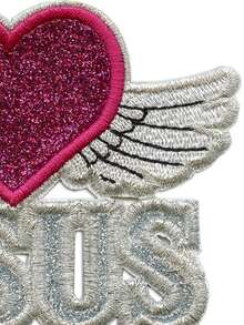 I Love Jesus Patch Religious Christian Glitter Applique Embroidered Iron On - Multicolor - View 5