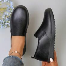 黑色真皮套脚运动鞋，轻便休闲鞋，防滑软底，新款春秋季女鞋 - 黑色 - 查看 6