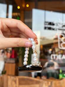 单排珍珠弹力表带，简约风格，兼容 38/40/41/42/44/45/49mm，编织女士表带，兼容 Ultra/SE/11/10/9/8/7/6/5/4/3/2/1 系列 - 時尚珍珠 - 查看 9