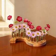 Euuztu 2 PCS Plant Propagation Station With Wooden Stand, Valentines Day Gifts, Glass Terrarium Vases Plants, Birthday Gifts Women Mom Plants Lovers, Home Office Garden Decor, 10 Tubes - Medium - 查看 3