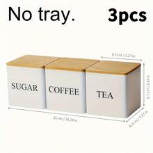 3pcs Black & White Storage Jars, Metal Coffee Bean, Sugar And Tea Leaf Canisters, Daily Kitchen Organization Supplies - Multicolor - View 11