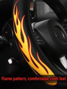 MEIKAXIU 15-Inch Flame Printed Waterproof Anti-Slip Steering Wheel Cover Made Of Diving Fabric, Suitable For 14.5-15 Inch Steering Wheel - Flame - View 5