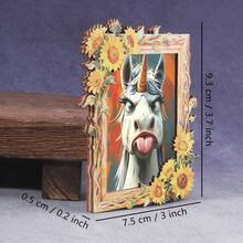 1pc Wooden Fridge Magnet Photo Frame, Abstract Black Cat Pattern, Suitable For Home, Office, Study Room Fridge Decoration - Fridge Magnet! - one-size - View 4