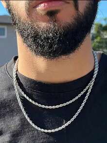 3毫米18K镀金不锈钢扭链项链，银色和金色，男女皆宜，18/20/22/24英寸，圣诞节、新年、节日和生日的完美礼物 - 彩色 - 查看 6