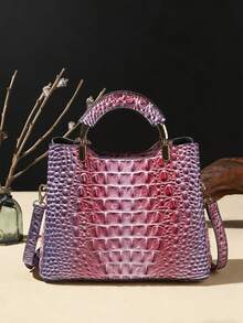 Elegant Crocodile Print Small Handbag, Fashionable Single-Shoulder Crossbody Wallet For Ladies, High-End Small Handbag With Multiple Compartments For Daily Use - 11#tím+hồng - Xem 4