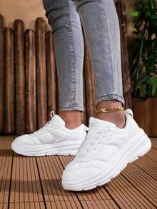 DJSUNNYMIX 女士休闲运动鞋，跑步、健身、日常百搭 - 白色 - 查看 4