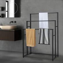 70 Cm High, Freestanding Towel Rack For The Bathroom, 3-Tier Floor Towel Rack With Storage Basket And Shelf, Towel Dryer For Large Bath Towels By The Pool - Xem 10