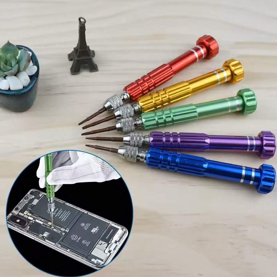 5合1精密螺丝刀套装,眼镜维修工具包(Torx 5~T6,+1.5,-1.5,星形0.8),带迷你钥匙扣螺丝刀,适用于眼镜、手机、电子产品、手表、笔记本电脑、珠宝等。 - 5合1螺絲起子 - 查看 1