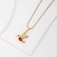 1 chiếc mặt dây chuyền hình chim ruồi bằng đồng mạ vàng 18k đính đá Zirconia nhiều màu sắc, trang sức cao cấp, thiết kế tối giản, món quà thanh lịch dành cho phụ nữ. - mặt dây chuyền vòng cổ - Xem 8